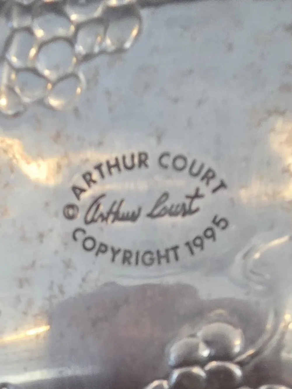 Arthur Court Silver-Tone Grape Motif Appetizer  Tray